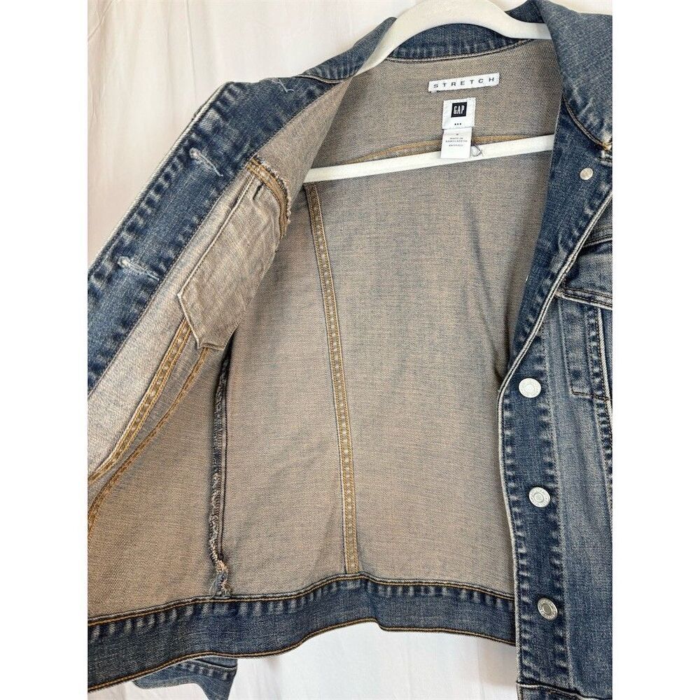 GAP Jacket Womens Size S Blue Stretch Denim Trucker Button Front Pockets - Picture 4 of 13